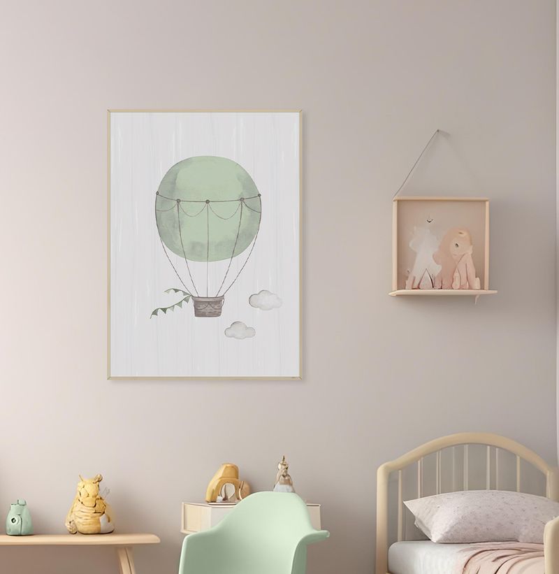 Quadro-Infantil-Balao-Aquarela-Verde---Vertical-2