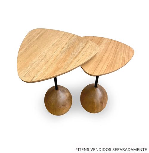 Mesa Lateral Pingo - Cinamomo Natural e Haste Preta