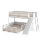 Beliche-Infantil-Montessoriana-Com-Cama-de-Casal-E-Escorregador-Fazenda---Branco-7