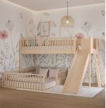 Beliche-Infantil-Montessoriana-Com-Cama-de-Casal-E-Escorregador-Fazenda---Carvalho-1