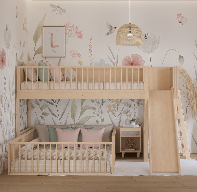 Beliche-Infantil-Montessoriana-Com-Cama-de-Casal-E-Escorregador-Fazenda---Carvalho-2
