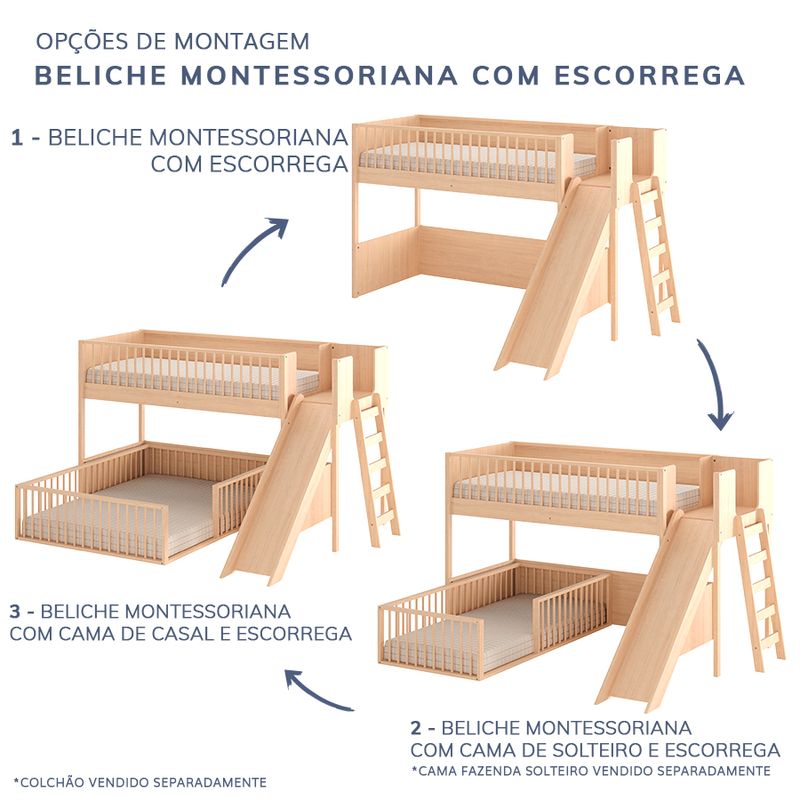 Beliche-Infantil-Montessoriana-Com-Cama-de-Casal-E-Escorregador-Fazenda---Carvalho-4