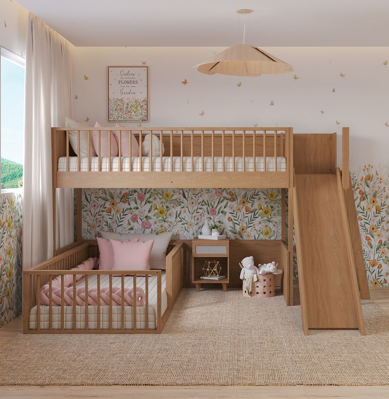 Beliche-Montessoriana-Com-Cama-de-Solteiro-Escorregador-Fazenda---Freijo-2