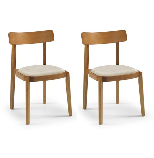 Conjunto de 2 Cadeiras Para Mesa de Jantar Petit Freijó - Cru