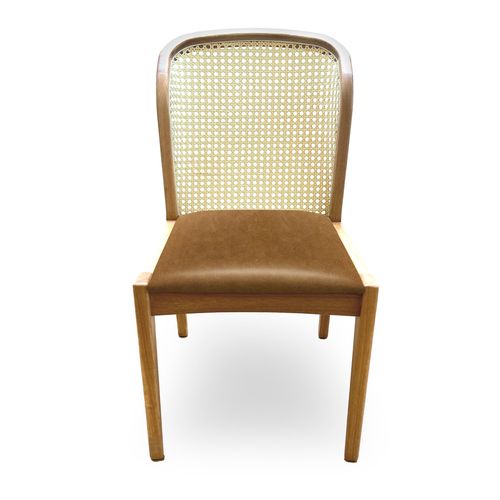 Conjunto de 2 Cadeiras Para Mesa de Jantar Roma Palha Sextavada Jequitibá Natural - Caramelo