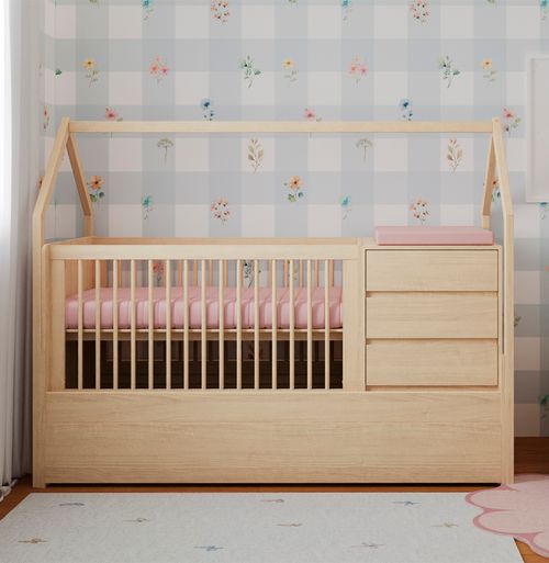 Berço Go Com Casinha Multifuncional 6 em 1 - Carvalho