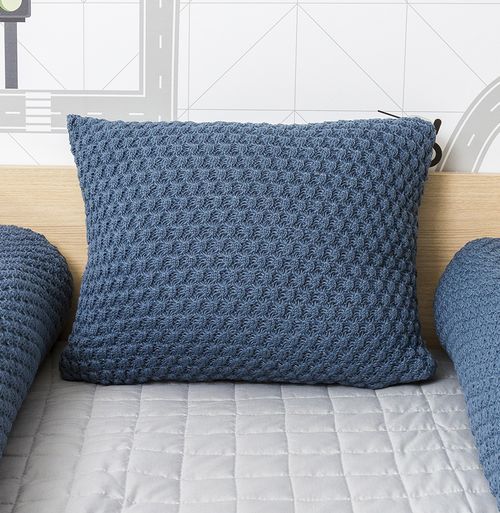 Almofada Tricot Colmeia 40x30cm - Azul Jeans