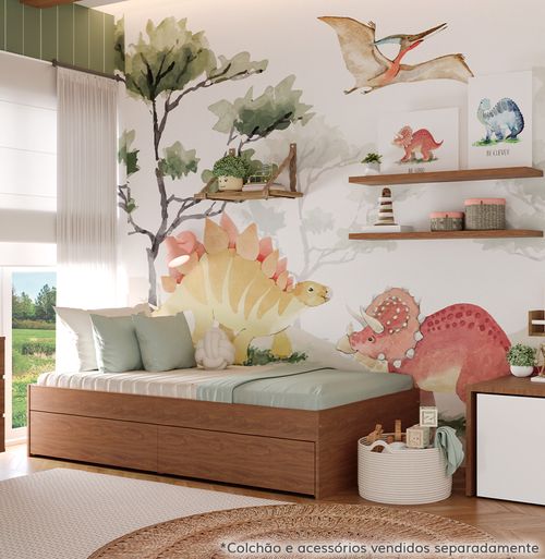 Cama Solteiro Turca Slim Com 2 Gavetas - Freijó