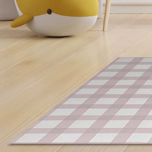 Tapete Infantil Retangular Xadrez Médio - Rosa