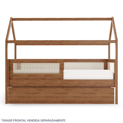 Combo Cama Sofá Haus Nature Casinha Com Palha 2 em 1 Com Cama Auxiliar - Freijó