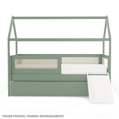 Combo Cama Sofá Haus Nature Casinha Com Palha 2 em 1 Com Cama Auxiliar e Escorregador - Verde Jardim