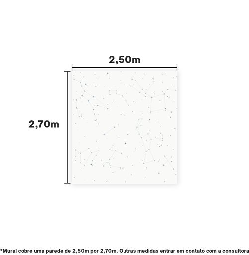 Papel de Parede Cola Infantil Constelações Fundo Branco - Mural 2,50m x 2,70m