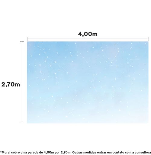 Papel de Parede Adesivo Infantil Constelação Aquarela Azul - Mural 4,0m x 2,70m - Bota Fora