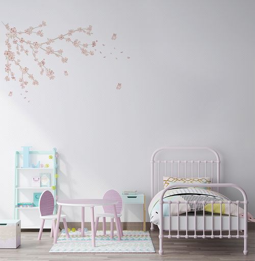 Papel de Parede Adesivo Infantil Floral Raika Lado Esquerdo - Mural 2,50m x 2,70m - Bota Fora