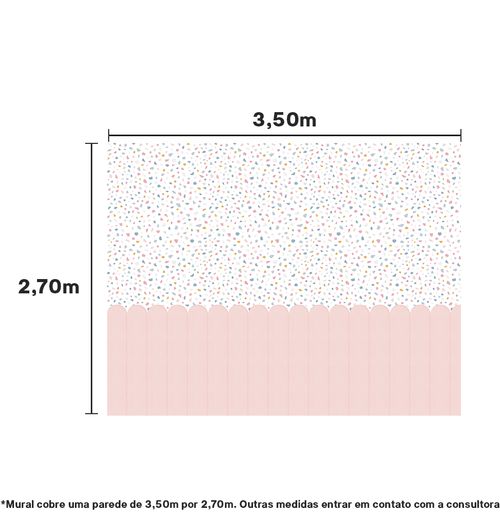 Papel de Parede Adesivo Infantil  Cerca Granilite Rosa - Mural 3,50m X 2,70m - Bota Fora