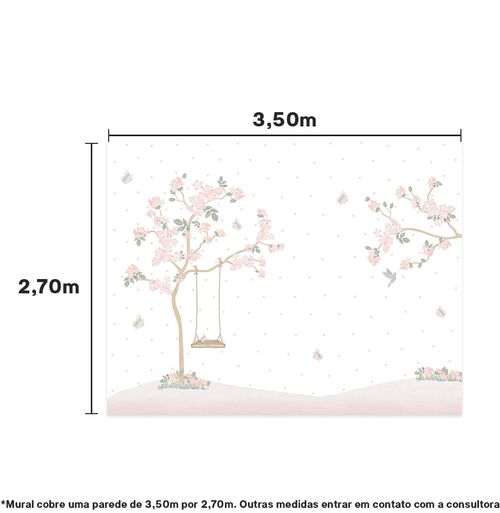 Papel de Parede Adesivo Infantil Jardim Liv Lado Esquerdo - Mural 3,50m x 2,70m - Bota Fora