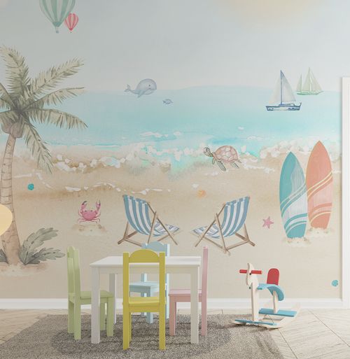 Papel de Parede Adesivo Infantil Praias - Mural 2,50m x 2,70m - Bota Fora