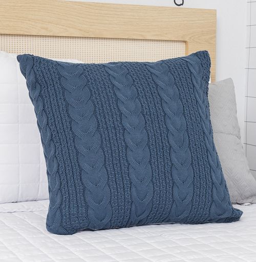 Capa de Almofada Tricot Dalia 50cm x 50cm - Azul Jeans