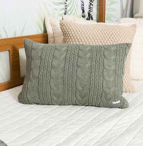Capa de Almofada Tricot Dalia 60cm x 40cm - Verde Malva