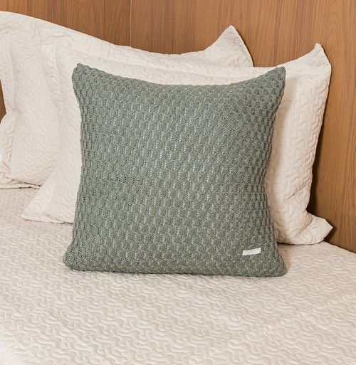 Capa de Almofada Tricot Colmeia 50cm x 50cm - Verde Malva