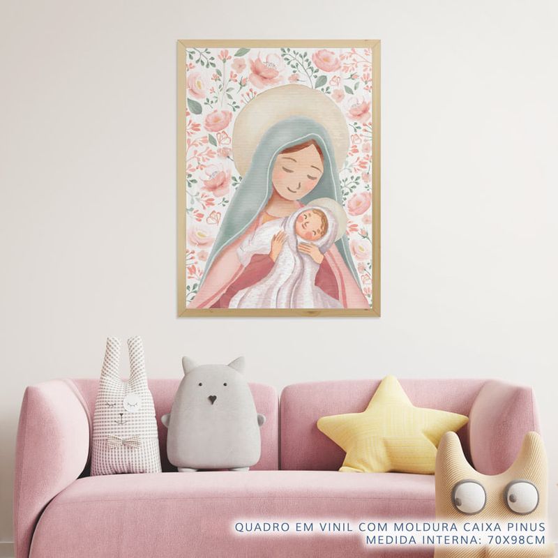 Quadro-Infantil-Nossa-Senhora-com-Flores-Rosa-2