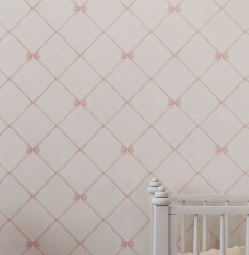 Papel de Parede Laços e Fitas Aquarela Rosa