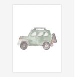 Quadro-Infantil-Jipe-Aquarela-Verde-Claro---Vertical-1