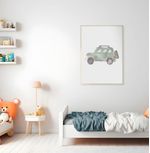 Quadro-Infantil-Jipe-Aquarela-Verde-Claro---Vertical-2