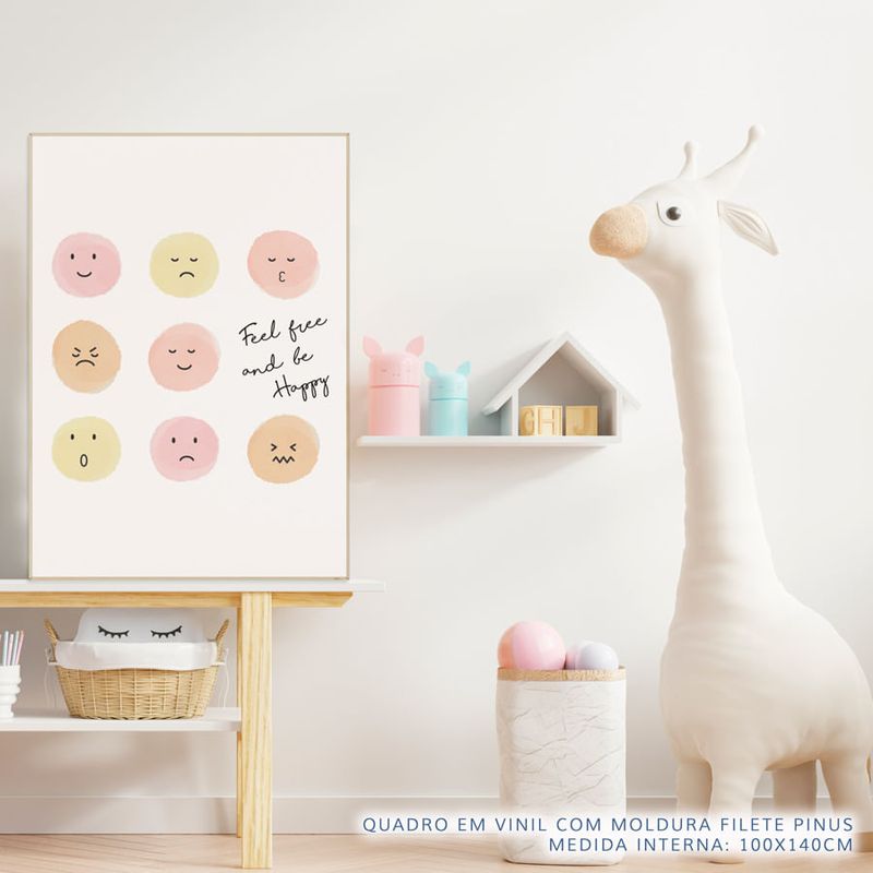 Quadro-Infantil-Feel-Free-and-Be-Happy-Rosa-2