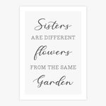 Quadro-Infantil-Frase-Sisters-Are-Different-Flowers-From-The-Same-Garden-Bege---Vertical-1