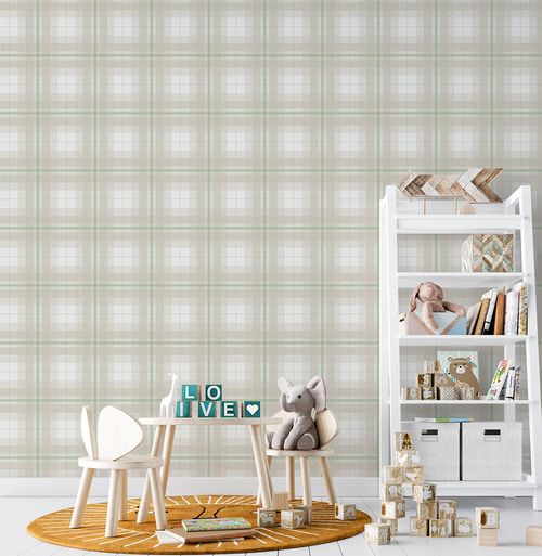 Papel de Parede Infantil Xadrez Classic Verde Menta