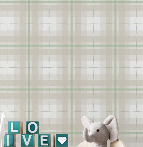 Papel de Parede Infantil Xadrez Classic Verde Menta