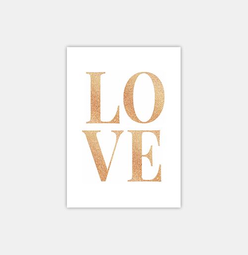 Quadro Infantil Love Glitter Dourado - Vertical