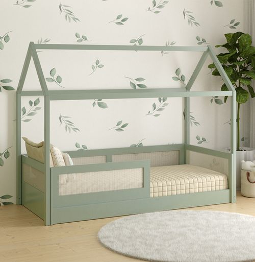 Cama Sofa Haus Nature Casinha Palha 2 em 1 Montessoriana - Verde Jardim