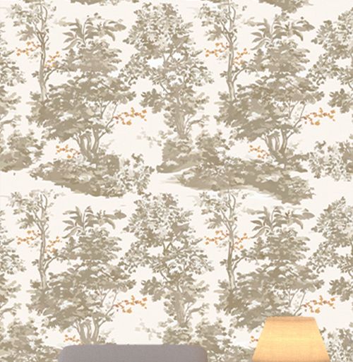 Papel de Parede Bosque Aquarela Bege - Mural