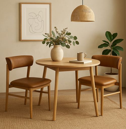 Conjunto de 2 Cadeiras Para Mesa de Jantar Madri Jequitibá Natural - Caramelo