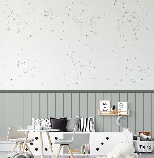 Papel de Parede Constelação com Lambri Azul - Mural