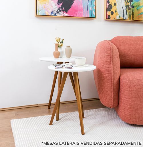 Mesa Lateral Tria com Pé Mel - Branco