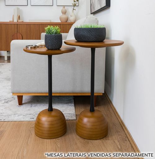 Mesa Lateral Órbita com Haste Preta - Mel