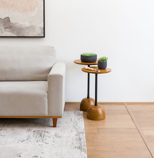 Conjunto de Mesa Lateral Órbita com Haste Preta - Mel