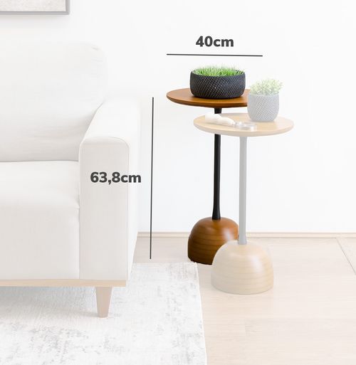 Conjunto de Mesa Lateral Órbita com Haste Preta - Mel