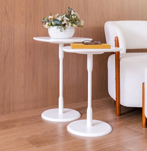 Conjunto de Mesa Lateral Vértice - Branco