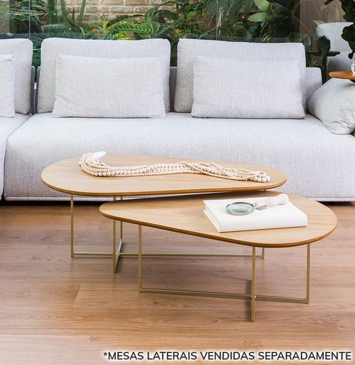 Mesa de Centro Ella com Base Champagne - Freijó