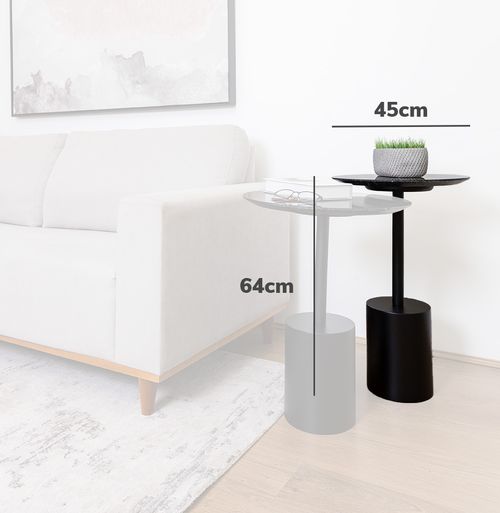 Mesa Lateral Gaia com Haste Preta - Preto