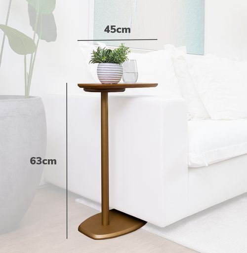 Mesa de Apoio Aura com Haste e Pé Dourado - Freijó