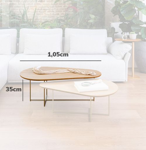 Conjunto de Mesa de Centro Ella com Base Champagne - Freijó