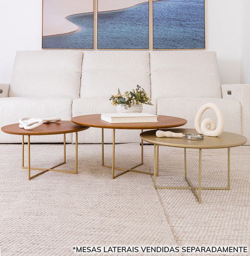 Mesa de Centro Prisma com Base e Tampo Champagne
