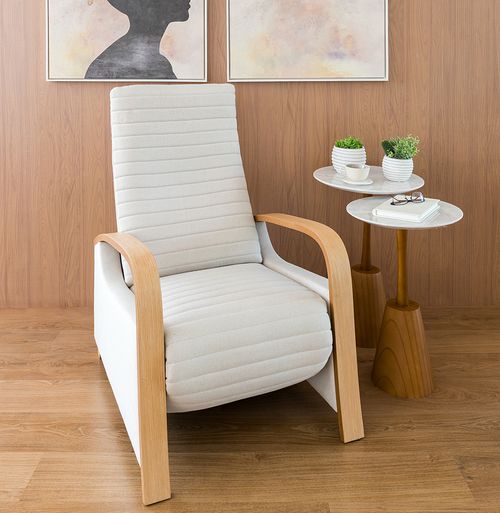 Conjunto de Mesa Lateral Duna com Haste Mel - Branco