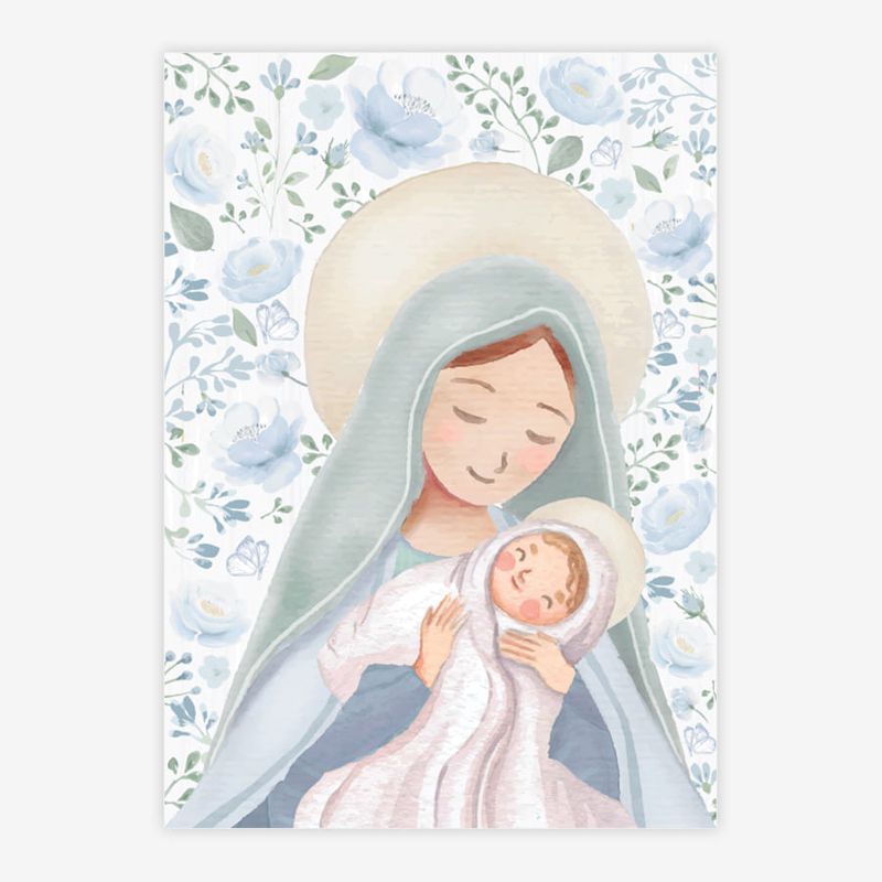 Quadro-Infantil-Nossa-Senhora-com-Flores-Azul-1