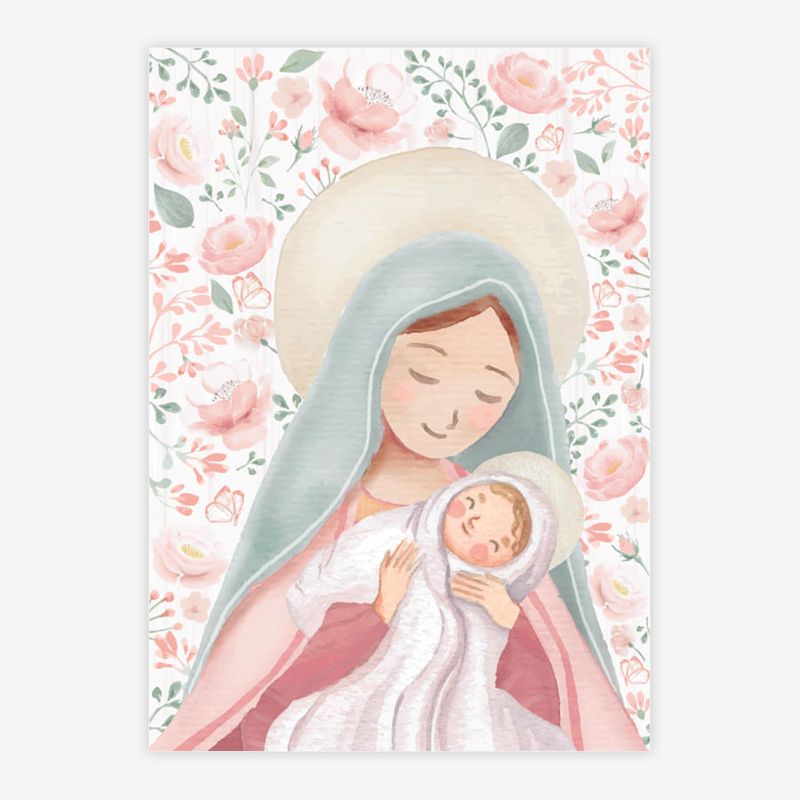 Quadro-Infantil-Nossa-Senhora-com-Flores-Rosa-1